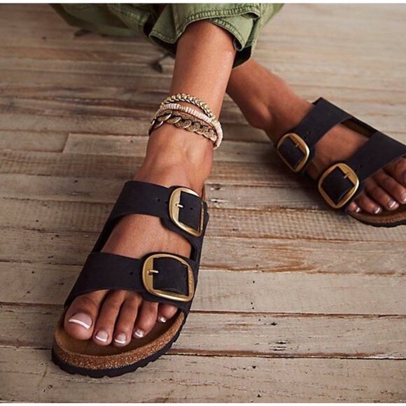 Birkenstock Arizona Big Buckle Slide Sandal Black Size 39/ US 8-8.5 - Picture 1 of 10